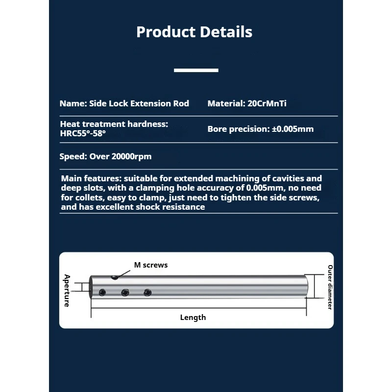 C8 C10 C12 C16 C20 SLD4,6,8,10,1/8 100L 150L 200L przedłużka z blokadą boczną, prosty, wąski trzpień, obróbka głębokich otworów