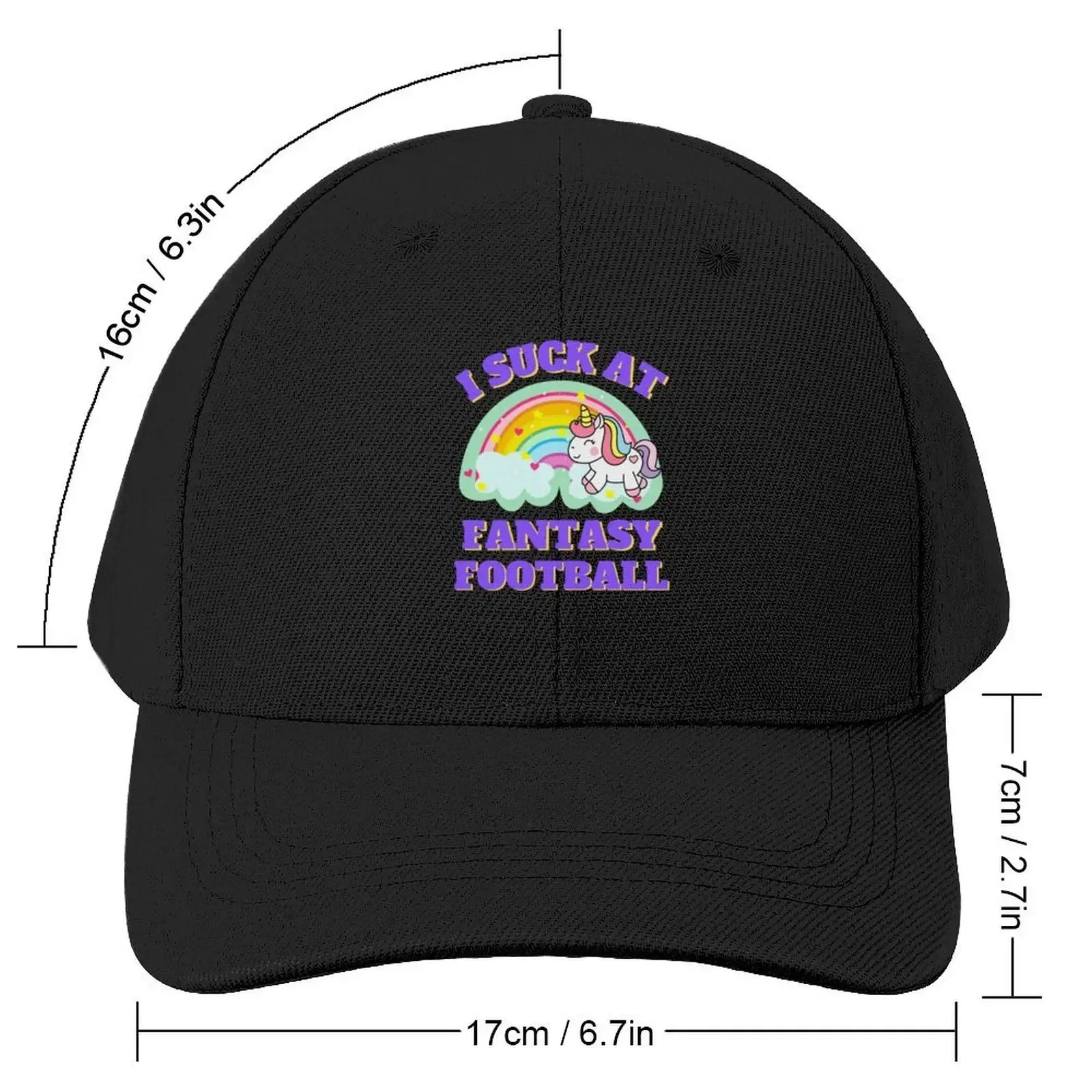 I Suck At Fantasy Football Unicorn Rainbow Loser Punishment Baseball Cap Visor Luxury Cap Golf Wear Men Women's