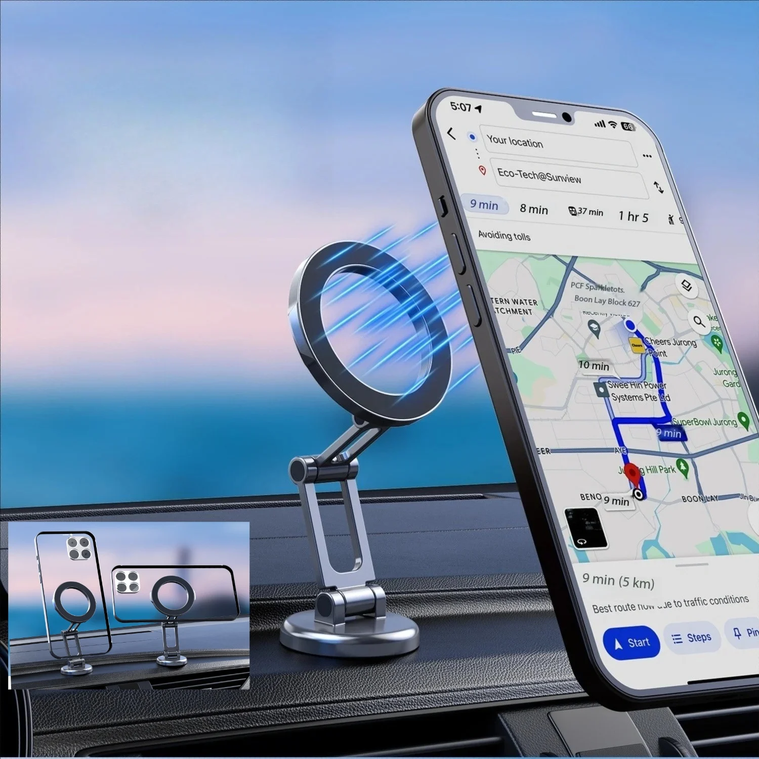 

Universal Powerful Magnetic Car Phone Holder for Magsafe 360-degree Rotatable Desktop Foldable Dashboard Car Cell Phone Support