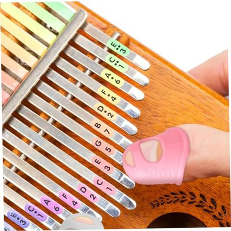 A57T 16 Pcs Fingers Protectors,Kalimba Autoharp Silicone Finger Sleeve,Guitar Fingertip Protector,Finger Pain Relief