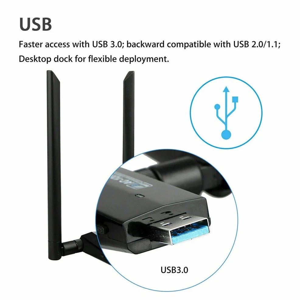 듀얼 밴드 와이파이 USB 3.0 네트워크 카드, PC 노트북용 무선 USB 어댑터, 와이파이 동글 수신기, 1200Mbps, 5G, 2.4GHz