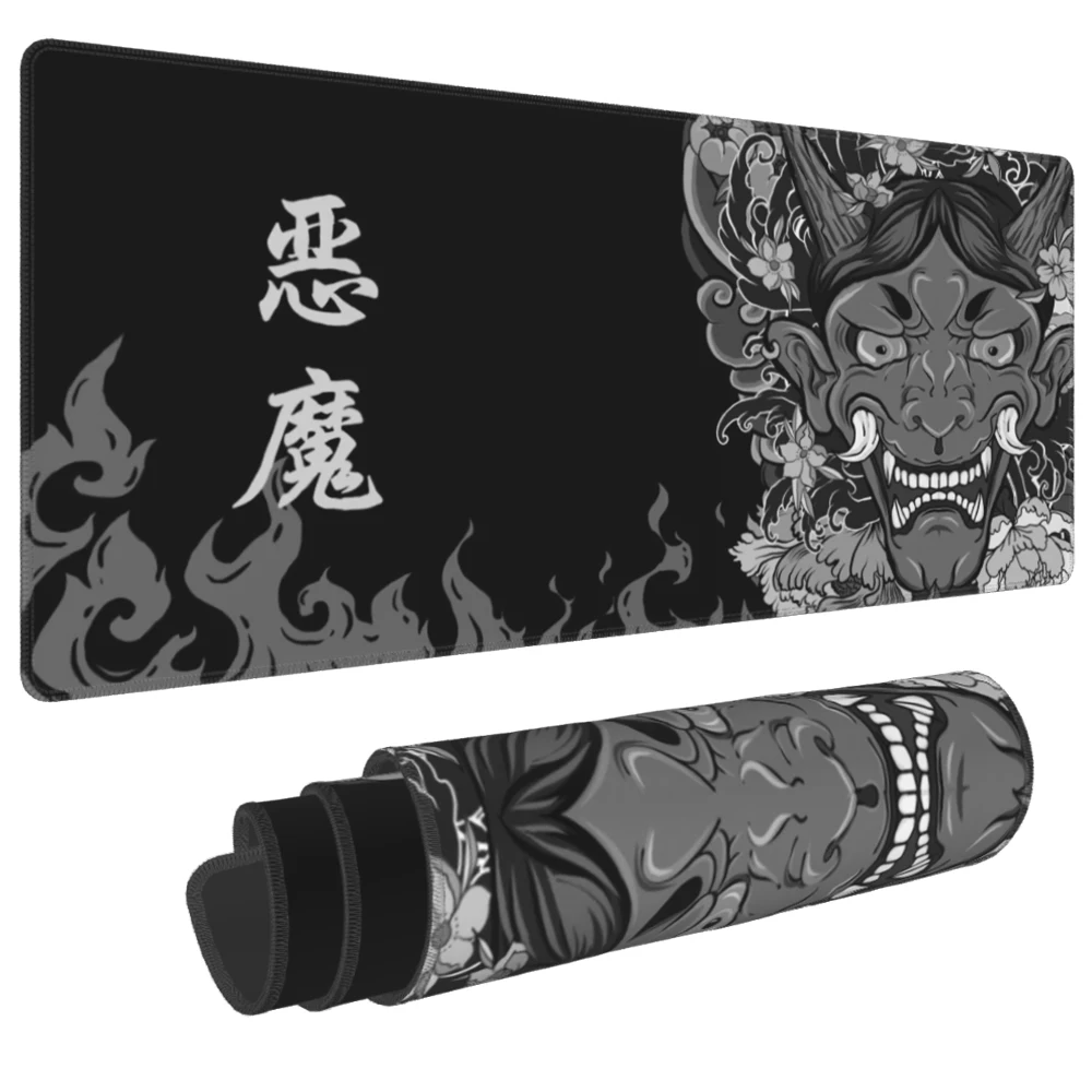 Game mouse pad Japanese samurai devil mouse pad black ghost face gamer desk pad mouse pad carpet accessories table pad