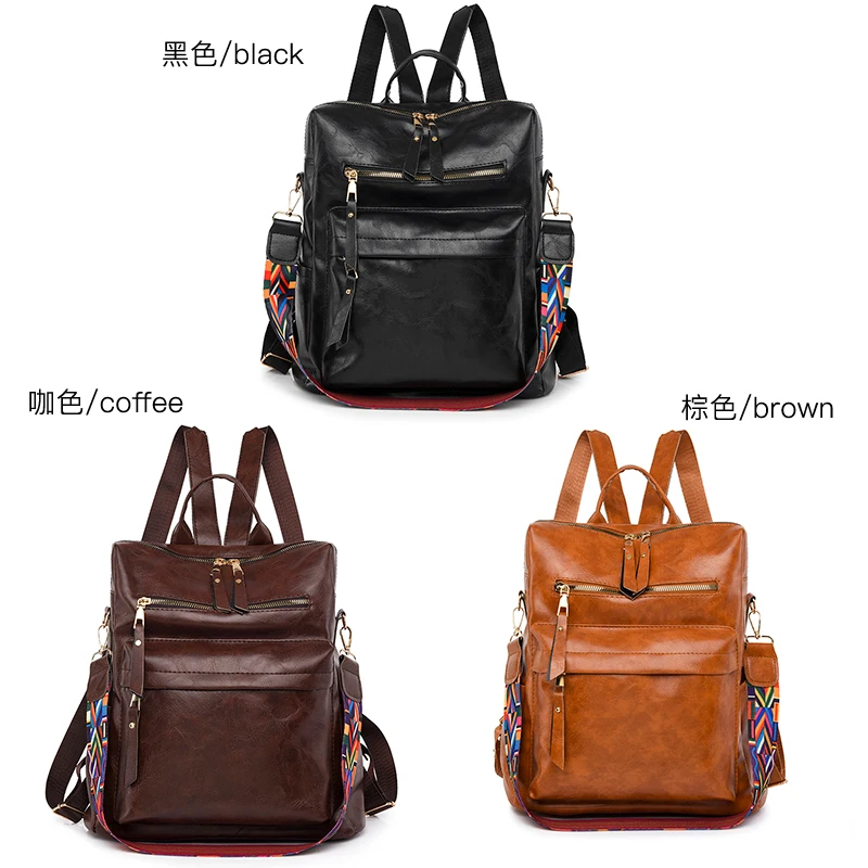 Women Backpack High Quality Oil Wax Leather Backpack Multifunction Shoulder Bags School Bags for Teenager Girls Bagpack Mochila