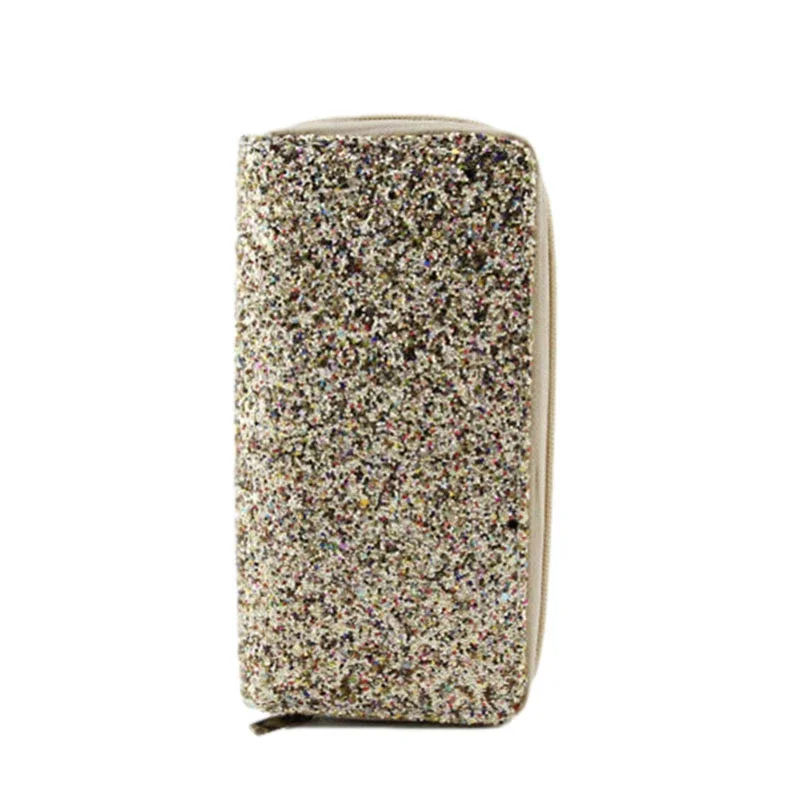 Fashion Laser Women Sequins Long Wallets PU Leather Zipper Glitter Purses Money Phone Card Holders Girls Elegant Clutch Bag 2024