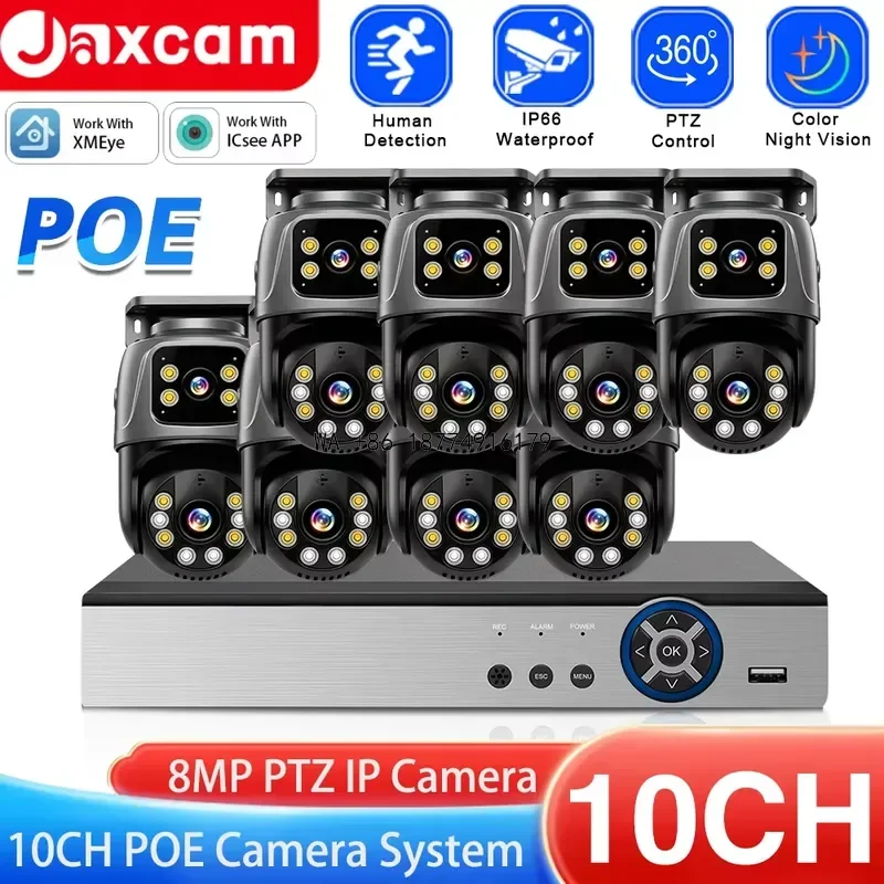 wmwmnu wmwmnu ICsee 10CH 8MP POE PTZ CCTV Kit System Poe H.265 NVR Kit 4K Motion Tracking Dual Lens POE Security Kit - Aliexpress Deal