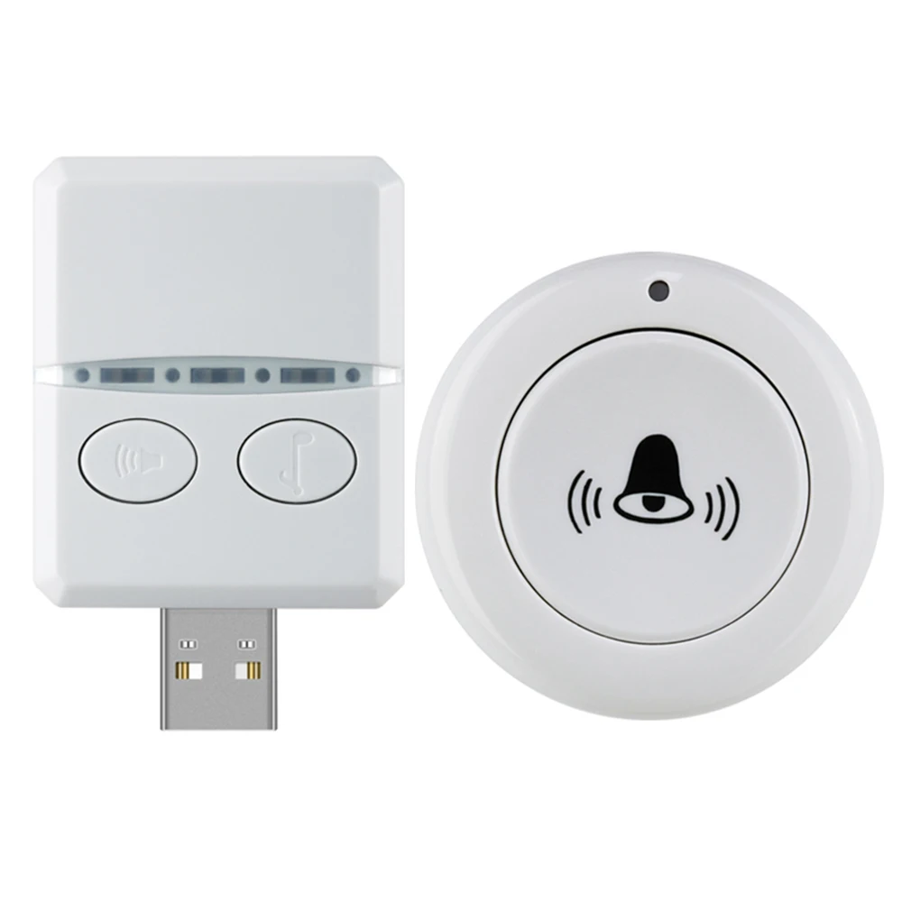 Smart Wireless USB Doorbell, Home Welcome Doorbell, Receptor Noturno para Cuidados de Cama, Call Paste Anywhere, 30 Músicas