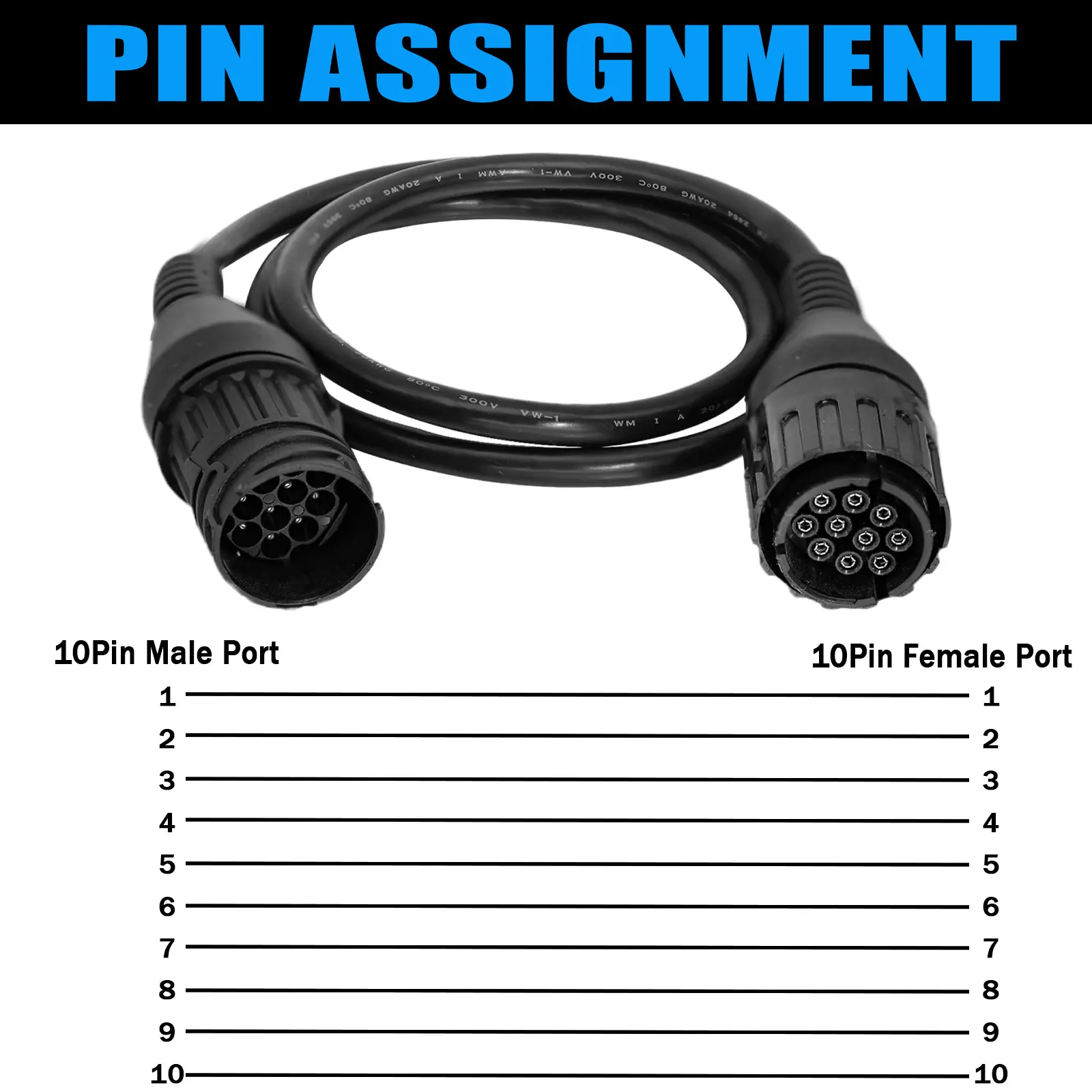 10Pin to 10Pin Diagnostic Cable For BMW Motorcycles 10Pin Male to Female Compatible for F/R/K/S Series OBD2 Scanner Connector