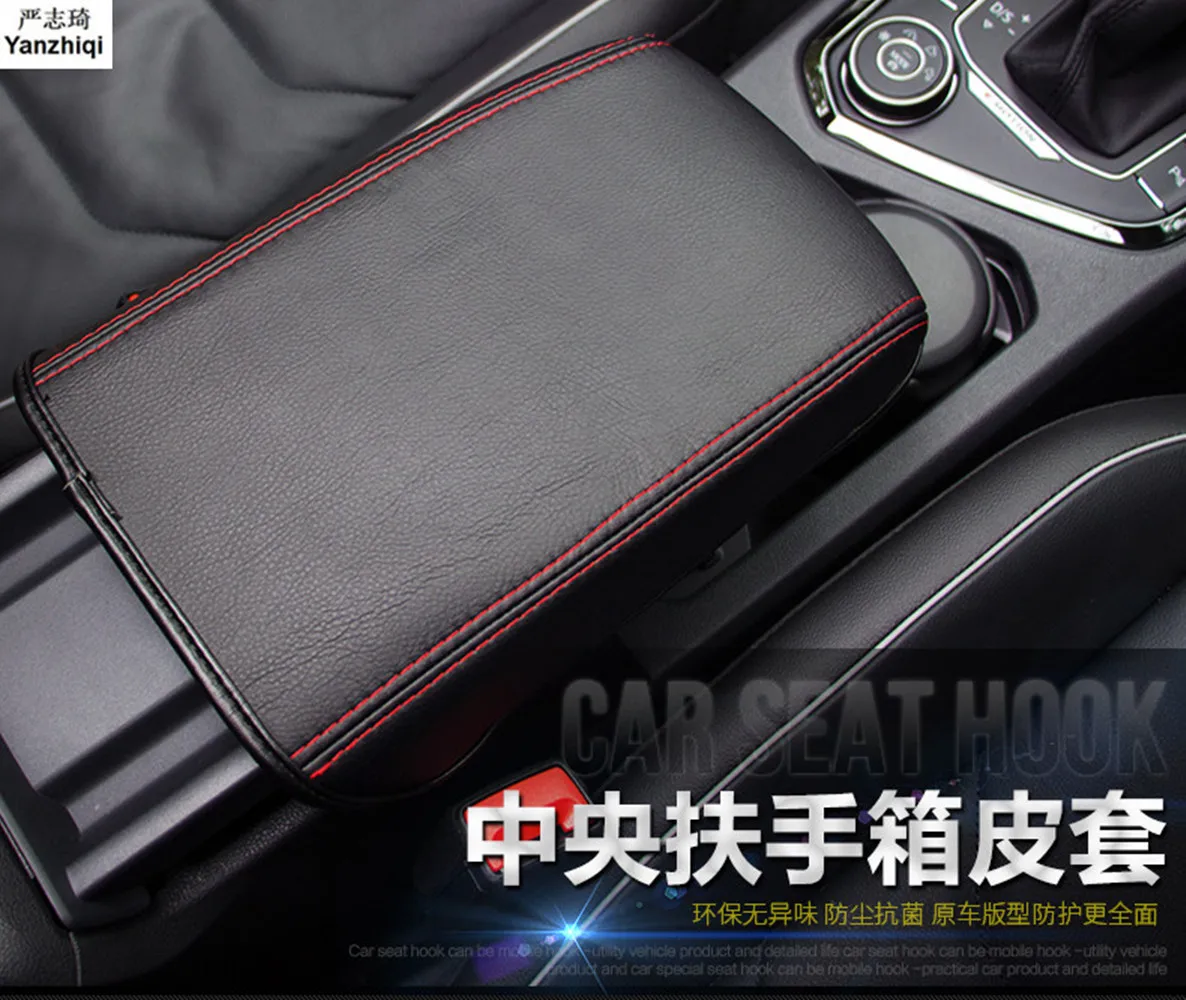 Microfiber leather Armrest Console Pad Cover Cushion Support Box Armrest Top Mat Liner For Volkswagen VW Tiguan mk1 2010-2017