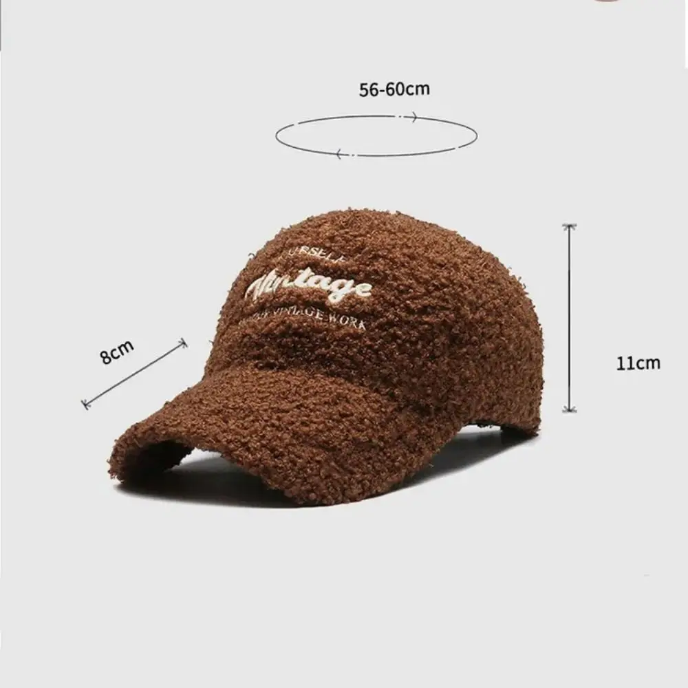 New Winter Lamb Wool Baseball Cap Fashion Women Plush Baseball Hat Face Small Embroidered Couple Cap
