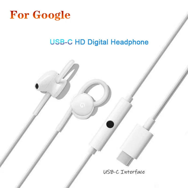 Original Type C Earphones For Google Pixel 8 7 6 5 Pro 8A 6A Tipe-C In-ear Earburs Wired Digital Headset Volume Control With Mic