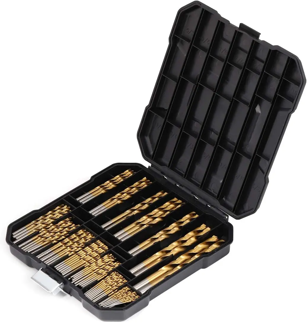 99Pcs Titanium Drill Bit Set High-Speed Steel Drill Bits for Steel Plate Wood Plastic Metal Copper Alloy Woodworking Hole Opener