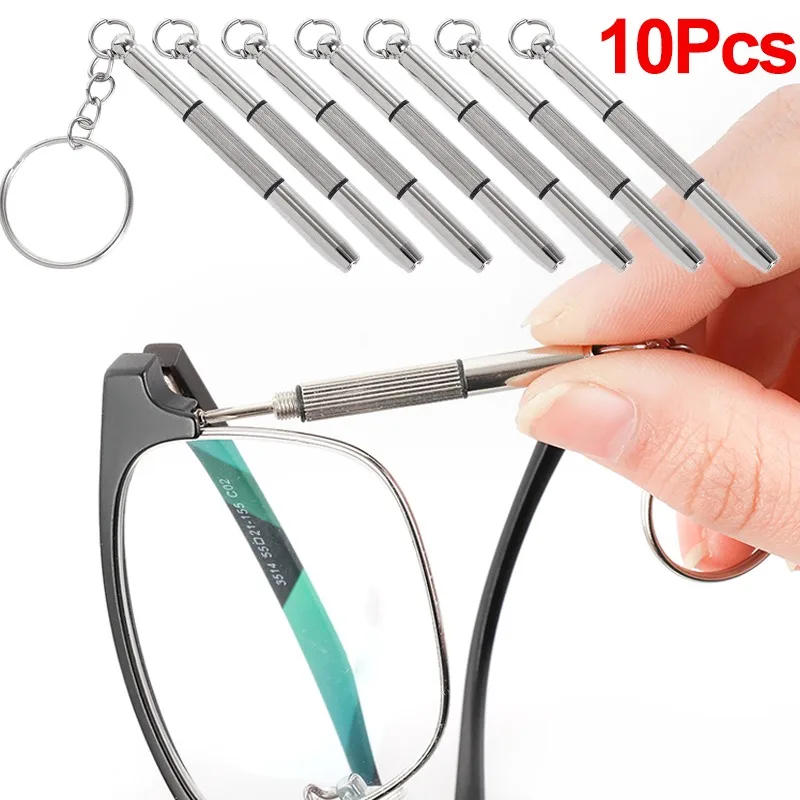 3-IN-1 Glasses Screwdriver Eyeglass Screwdriver Watch Repair Kit with Keychain Portable Hand Tools Precision Screwdriver Tools