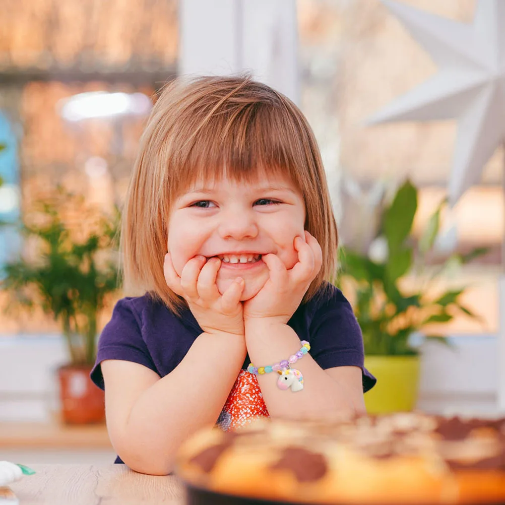 5 pièces Bracelet licorne perles acryliques colorées enfants poignet décor anniversaire voyage vacances cadeau licorne perles Bracelets