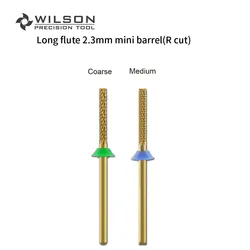 WILSON Długi rowek 2,3 mm mini lufa (wycięcie R) Powłoka TiN Najlepiej sprzedająca się szybkie usuwanie pancerza Wiertło do paznokci Trwałe końcówki do paznokci z węglików spiekanych