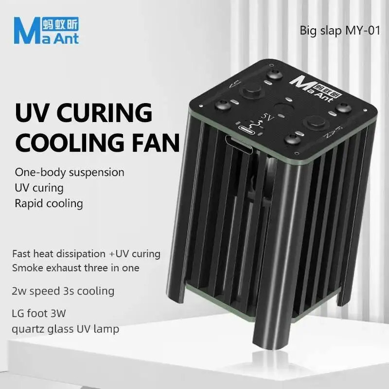 MaAnt MY-01 3-in-1 UV Curing Lamp Cooling Fan 2000RPM Smoke Exhaust 3W Quartz Glass Light for Welding Phone Motherboard Repair