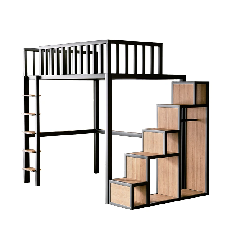 

Bed Empty Duplex Second Floor Bed Elevated Attic Bed Wrought Iron Children's Household Bold Thickened Lower Table Combination Si