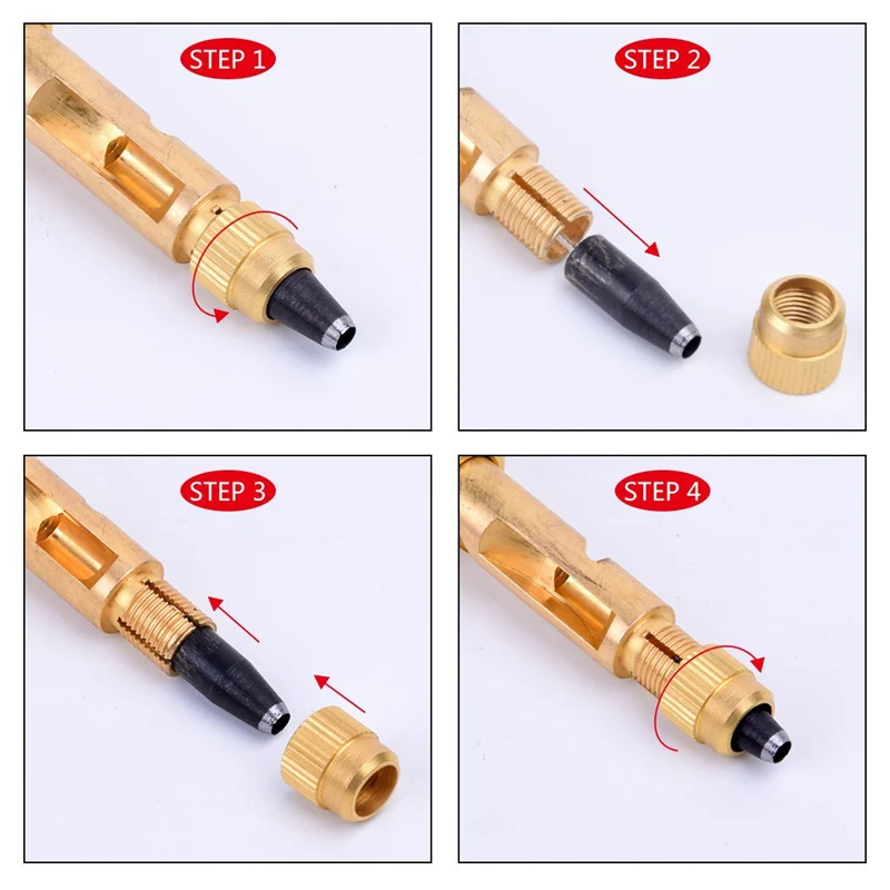 6 Tip Sizes 1.5Mm, 2Mm, 2.5Mm, 3Mm, 3.5Mm, 4Mm Screw Hole Punch/Auto Leather Tool Book Drill Craft Kit