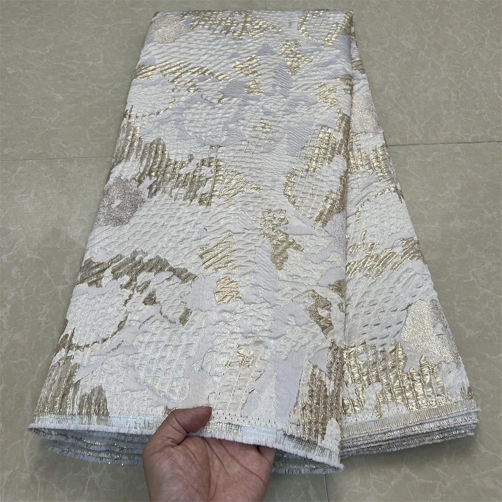 2024High Quality African Nigerian Tulle Lace Fabric Embroidery Silk Fabric Jacquard Dress Prom Party Gown For Sewing YXZ135