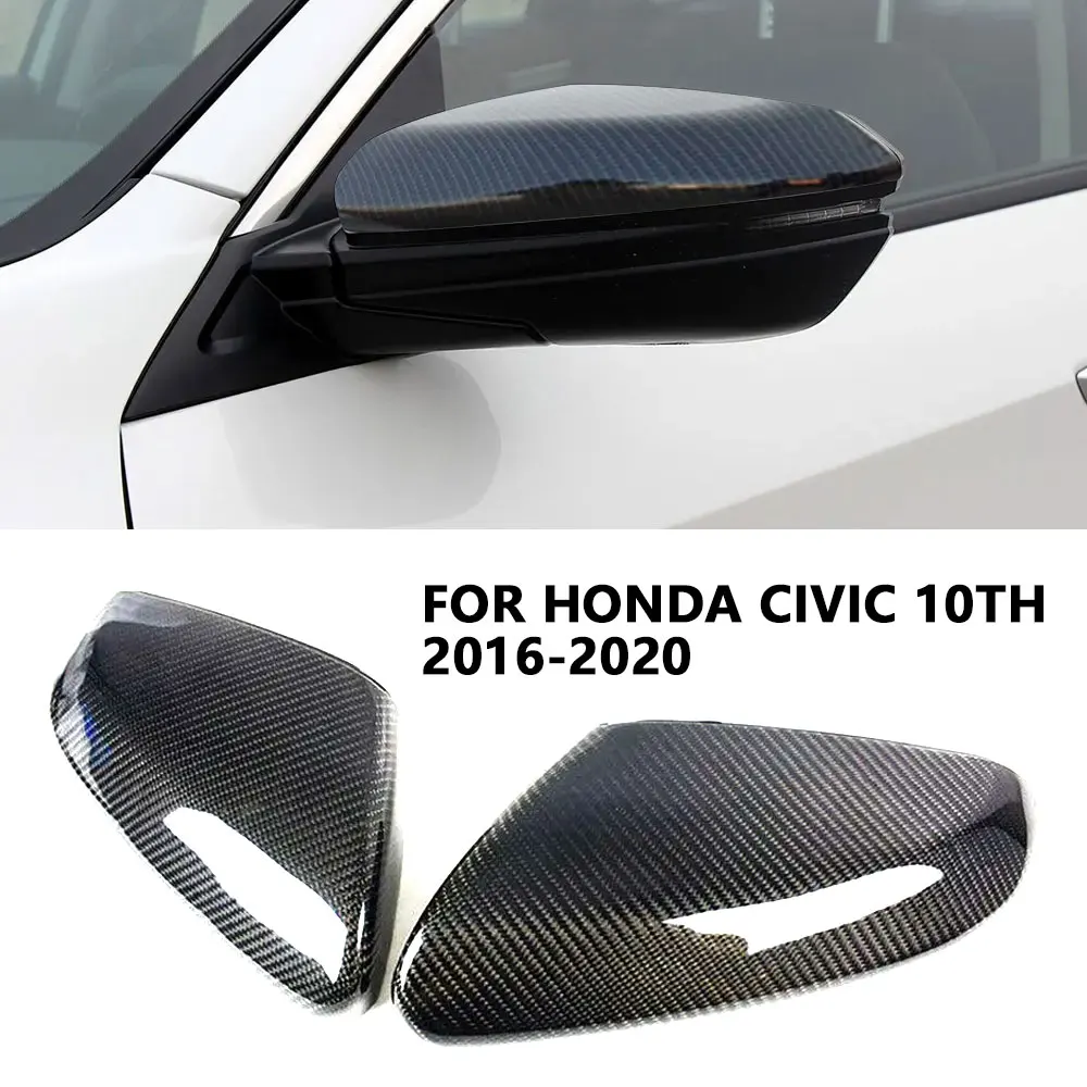 

For Honda Civic 10th 2016 2017 2018 2019 2020 Car Rearview Side Mirror Cover Wing Cap Sticker Rear View Case Trim Carbon Fiber