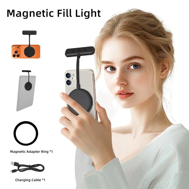 Anillo de luz LED magnético confiable para teléfono 360 °   Iluminación Flexible para Selfies con 5 Niveles de Brillo y Ajuste de Temperatura para Vlog