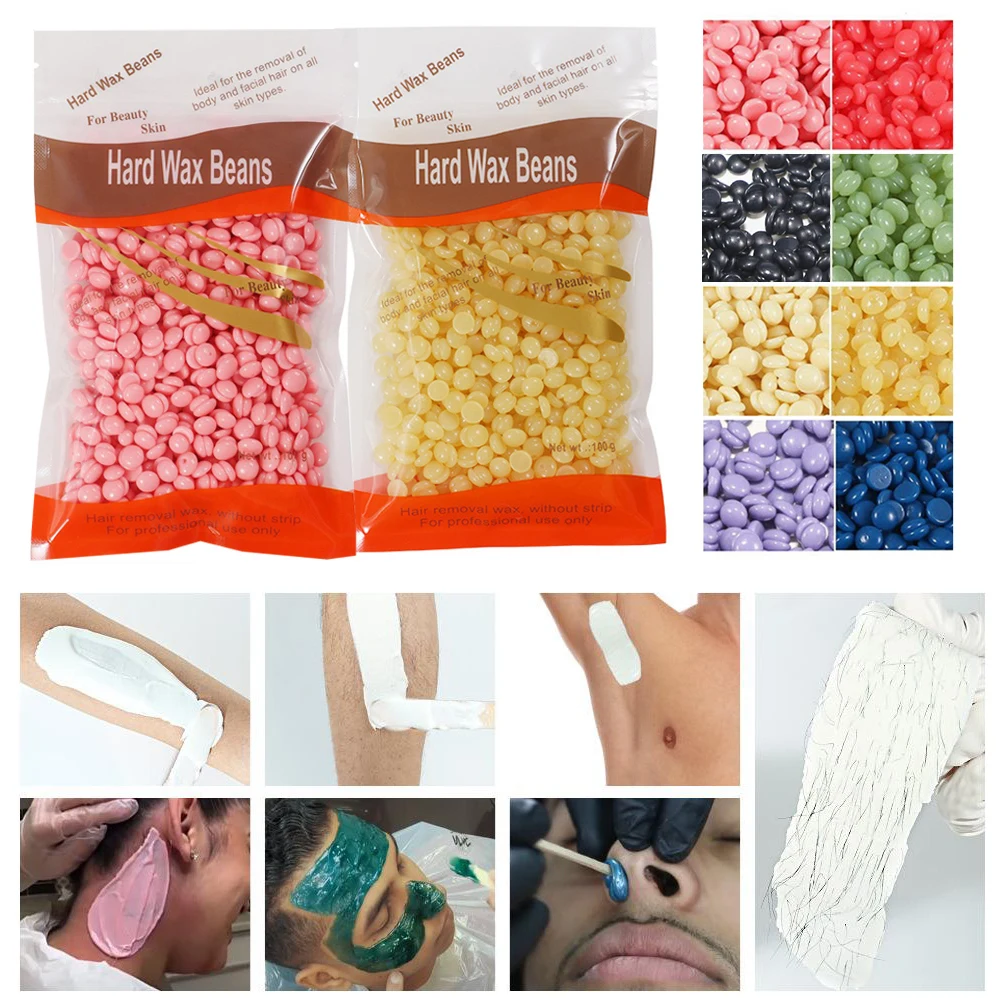 100g Hard Wax Beans Solid Hair Remover No Strip Depilatory Hot Film Wax Bead Hair Removal For Full Body Bikini Face Leg Eyebrow