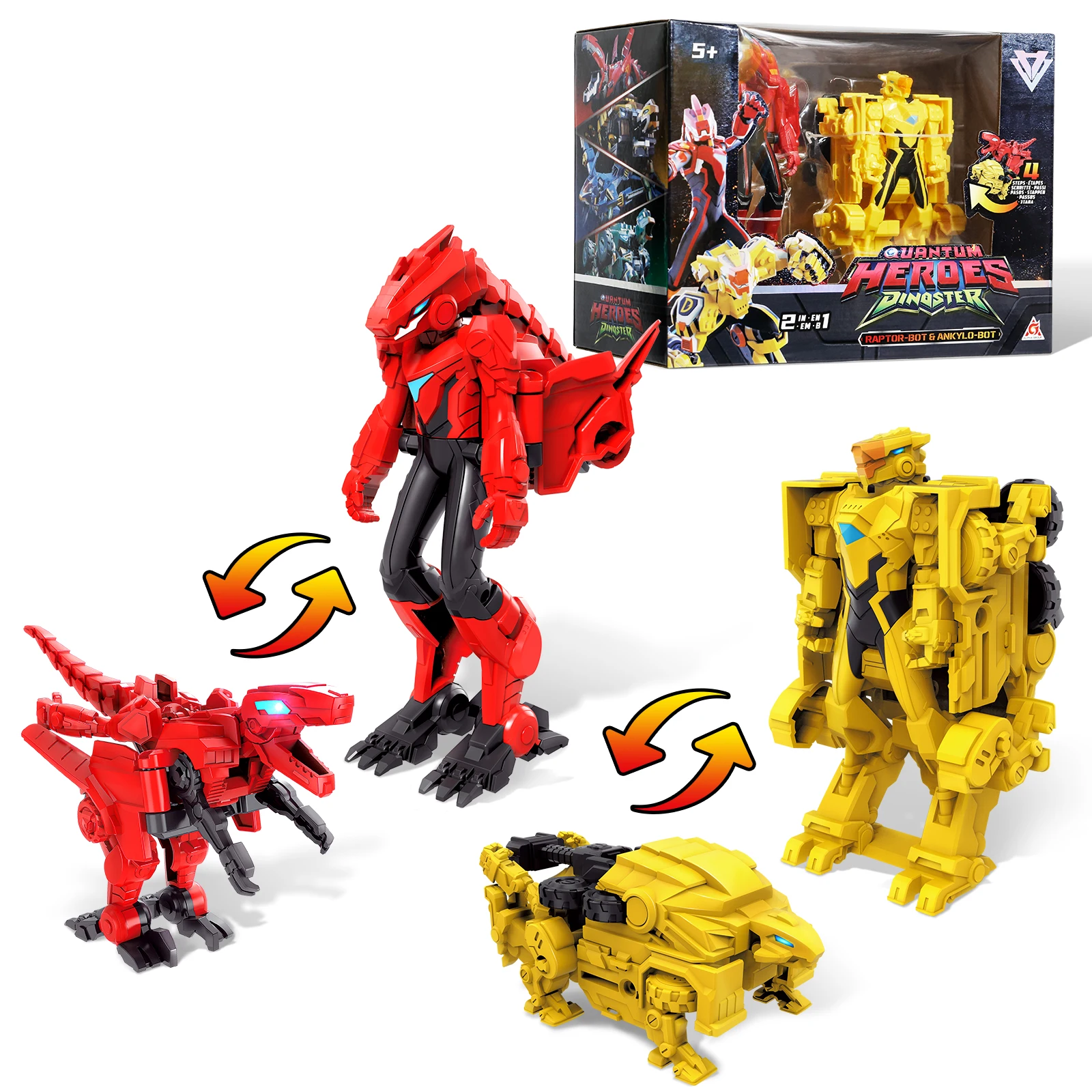 Quantum Heroes Dinoster5'' Action Figure Dinosaurs, Stego and Ptera 2pcs, 5 Inch, Action Figure Toys for Boys and Girls 5 6 7 8