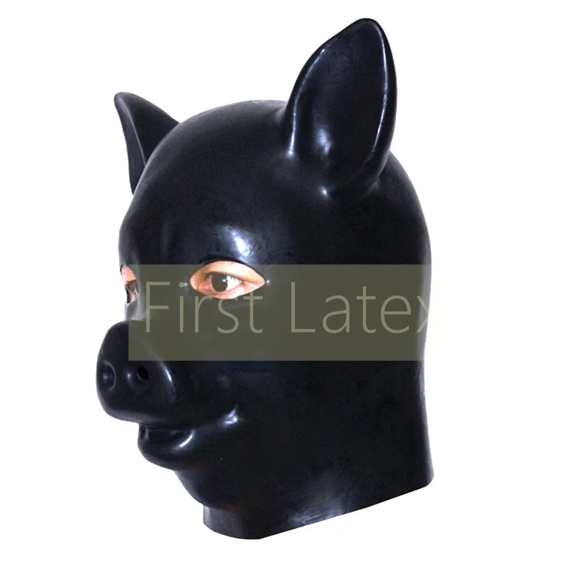 

Mould Made 3D Latex Pig hood fetish animal mask with zipper Rubber Hood Fetish Halloween Cosplay Hood Mask 0.6mm