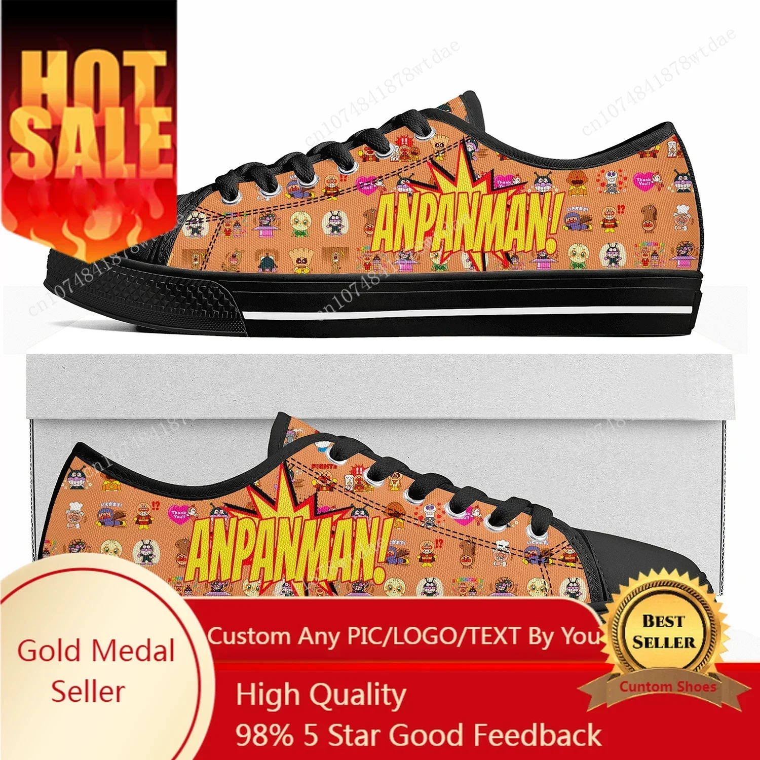 

Anpanman Low Top Sneakers Womens Mens Teenager High Quality Canvas Sneaker Casual Japanese Anime Cartoon Customize Shoes