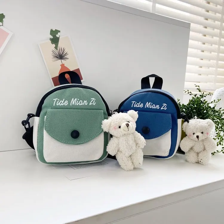 

2024 New Canvas Crossbody Bag for Women Hip Hop Girls Disco Small Bag Fashion Color Block Phone Purse Shoulder Strap