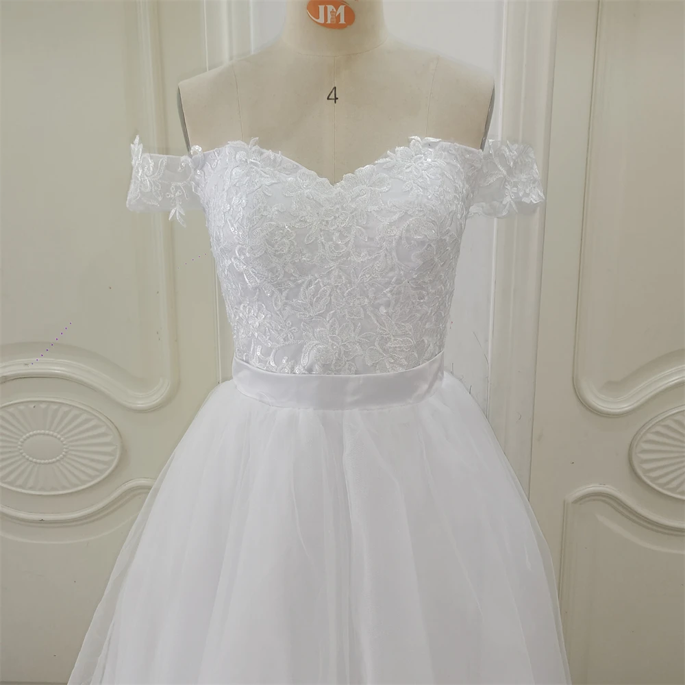 ZJ9293 Customized White Detachable Skirt 2 in 1 Wedding Dresses Beads Lace Removable Skirt Bridal Gowns 2023