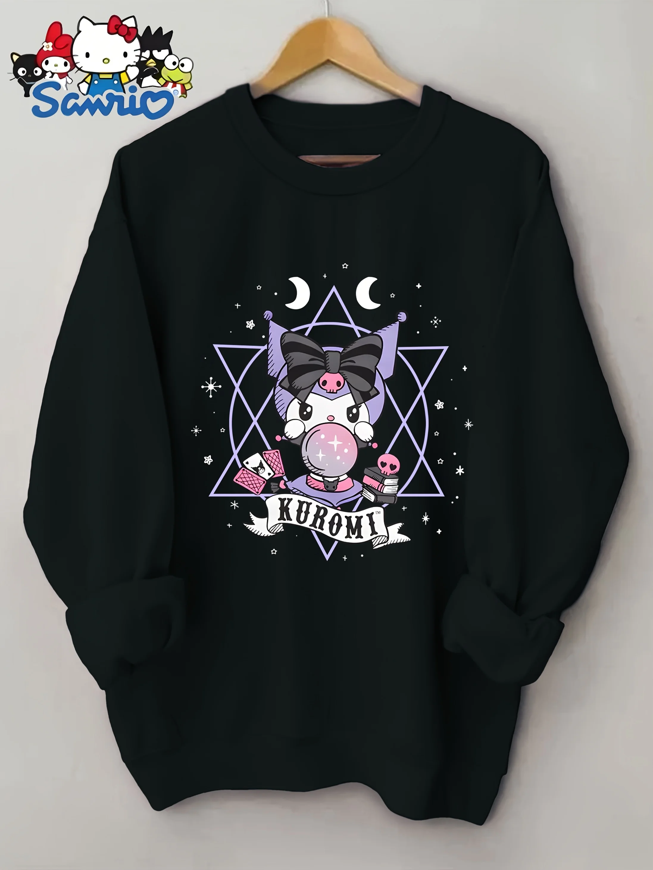 

Толстовка с принтом Sanrio, повседневная толстовка с круглым вырезом для зимы и осени, женская одежда