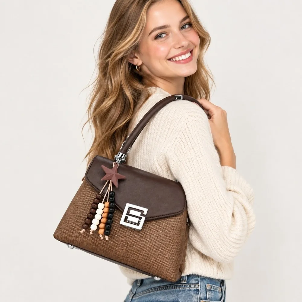 Fashion Large Capacity Women Handbag Vintage Casual Crossbody Bags PU Portable Underarm Tote Bag Work Commute