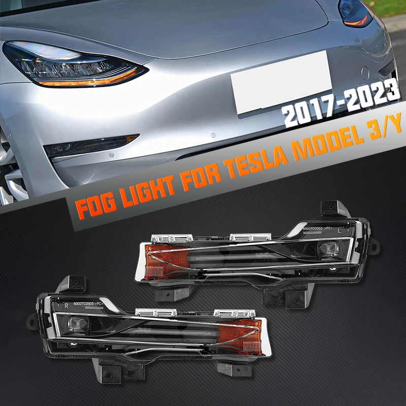LED DRL Daytime Running Light For Tesla Model Y 3 Front Fog Lamp 1077391-00-F Front Fog Light Car Accessories 1077392-00-F