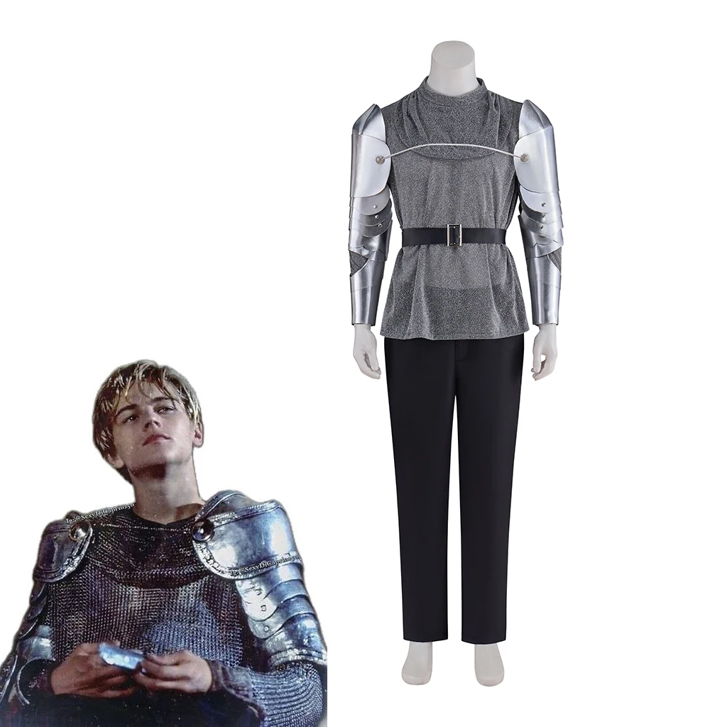 

Romeo Cosplay Leonardo Dicaprio Knight Costume With Armor Men Fancy Masquerade Halloween Carnival Party Outfits
