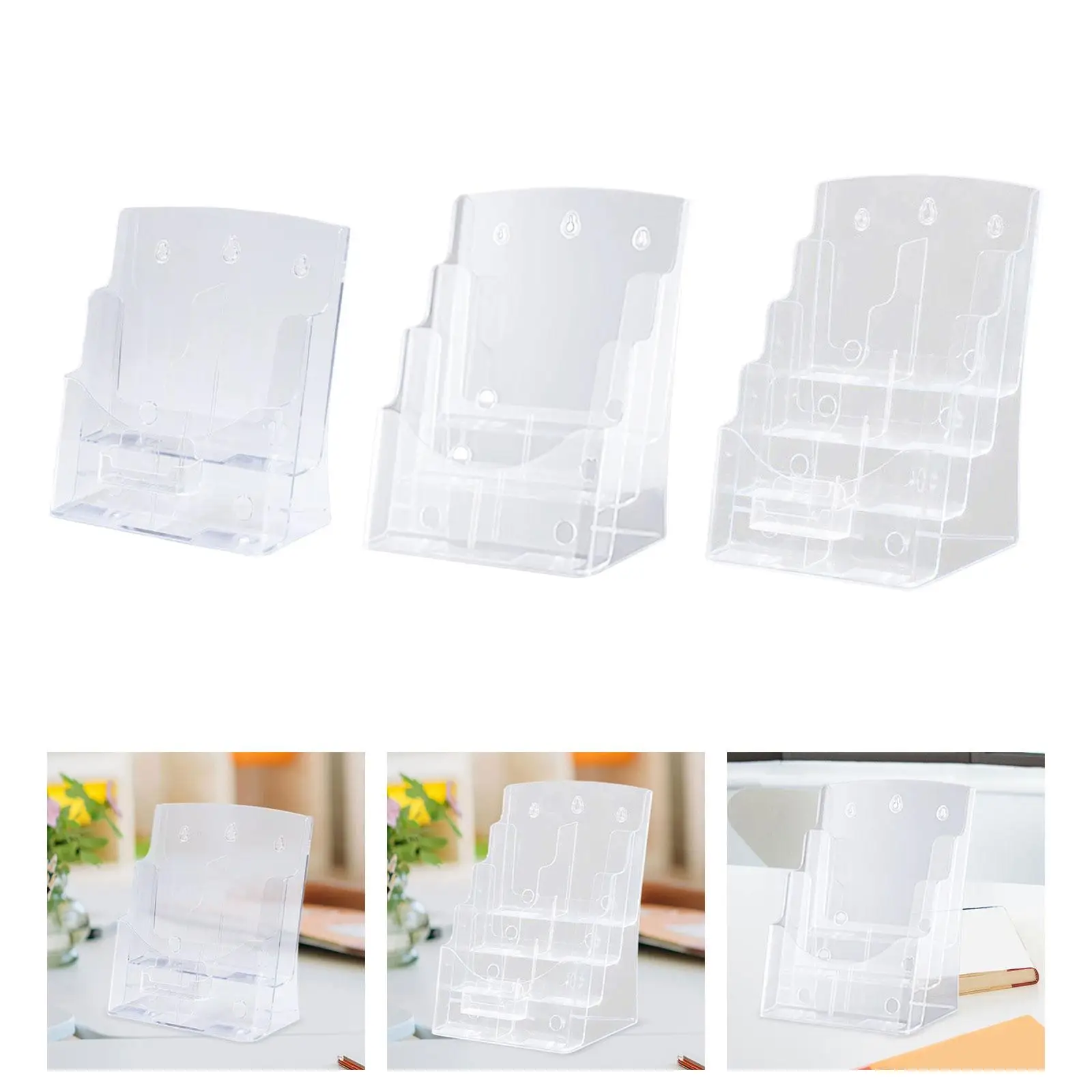 Acrylic Brochure Holder Display Stand Booklet Magazines Business Card Holder for