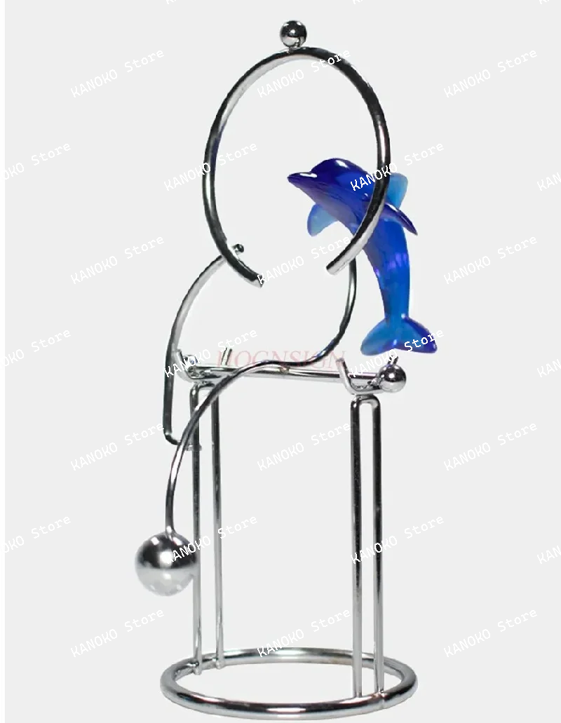 Creative Dolphin Swinging Doll Balance Tumbler Dynamic Rotating Metal Desktop Pendant