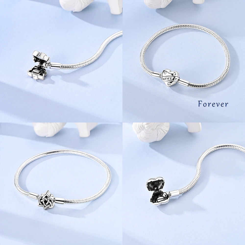 الأصلي سوار الأبدية الحب القلب 925 فضة سلتيك الأفعى سلسلة سوار سحر المرأة غرامة هدية مجوهرات الإكسسوار #2