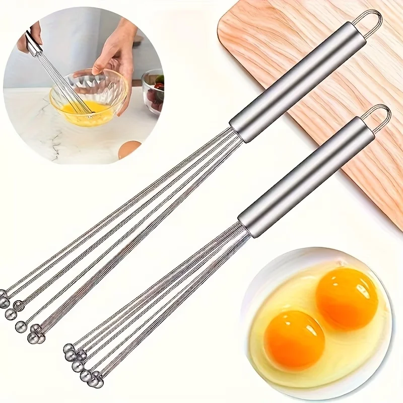 Stainless Steel Ball Egg Beater, Handheld Mini Ball Cream Mixer, Rust‑Proof & Dishwasher‑Safe, for Whipping and Stirring