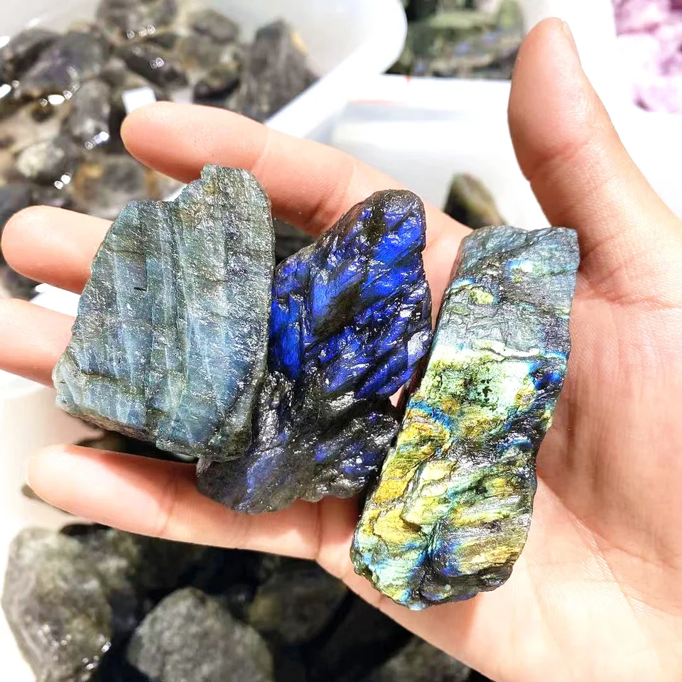 Natural Rough Mineral Crystal Healing Stone Flash Labradorite Raw for Home Decoration