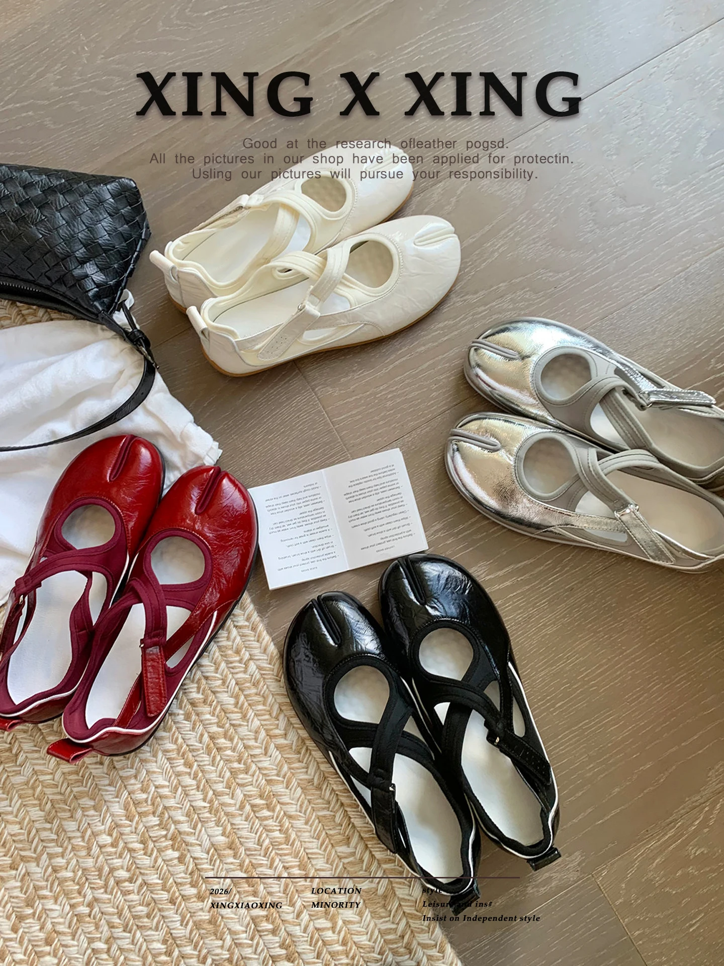 mary-jane-flat-heel-shoes-women's-new-style-magic-tape-slip-on-ballet-split-toe-casual-versatile-fashion-single-shoes