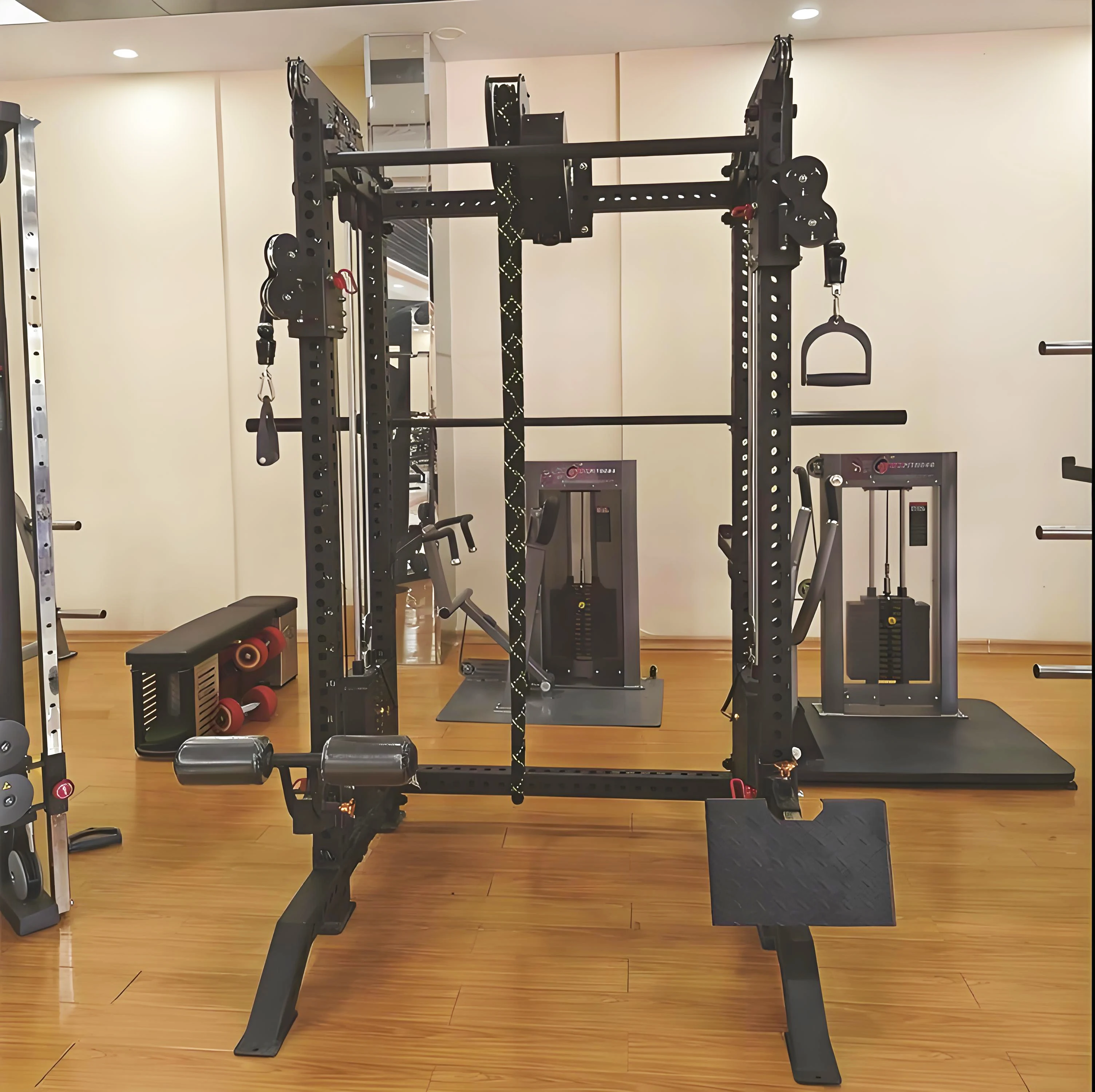 Commercial Fitness Gym Steel Equipment Multi-Functional Smith Machine Squat Rack Power Rack Trainer with Weight Stack