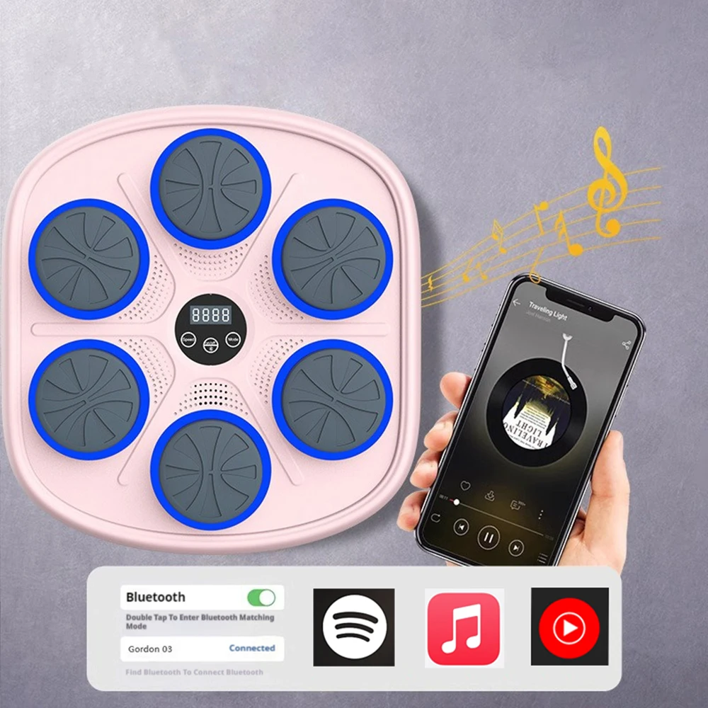 2025 New Music Boxing Machine Cute Pink Multi Functional Intelligent Bluetooth Wall Mounted Trainer Gym Electronic Wall Target