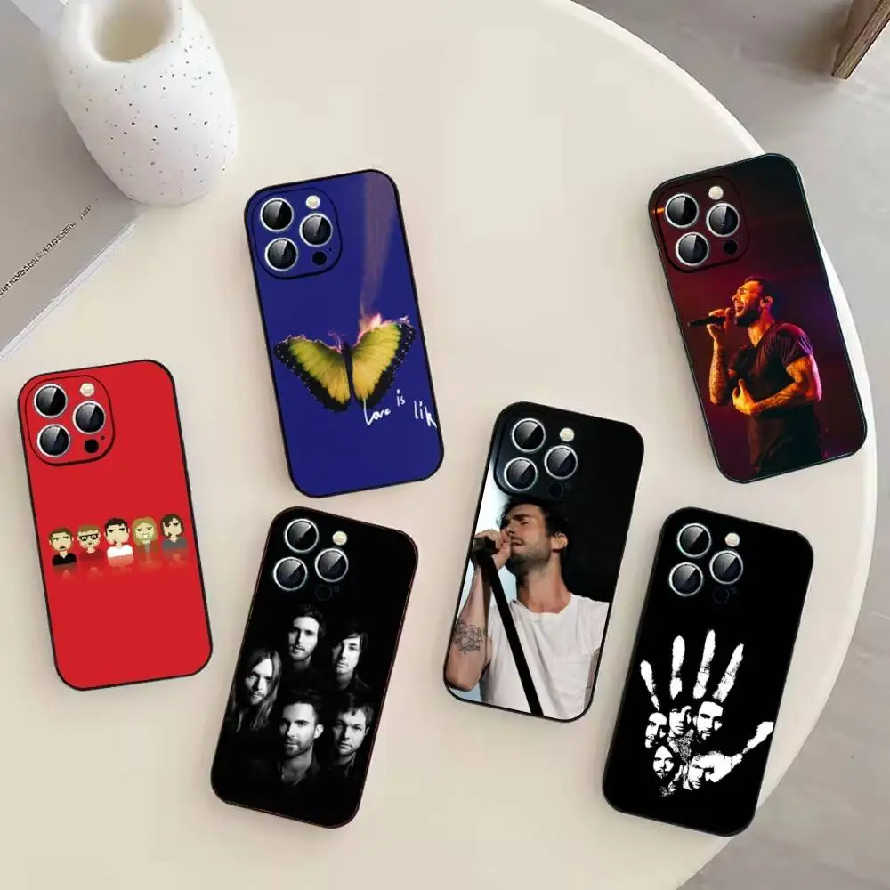 Pop-rock band M-Maroon 5 Artistic Phone Case For iPhone 17,16,15,14,13,12,11 Plus,Pro Max,XS,Soft Silicone Black Cover