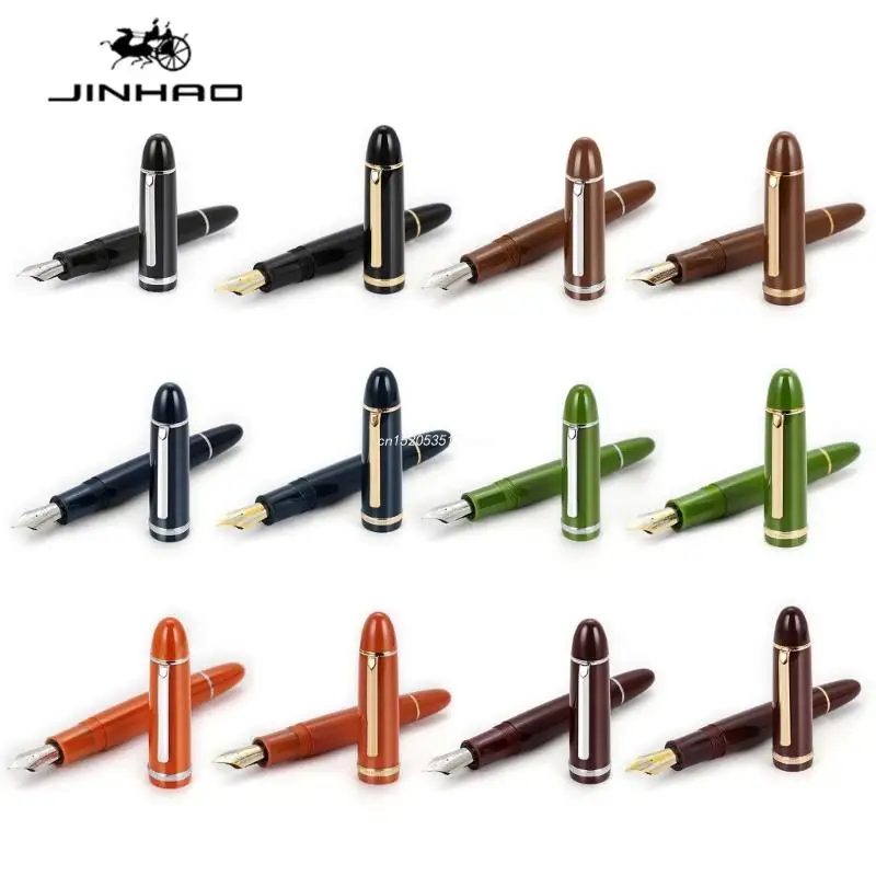 Fountain Pen X159 Series Ink Pen 0.5mm Fine Steel Nib Classic Silver Clip Rotary Ink Suction for Students Office Gift