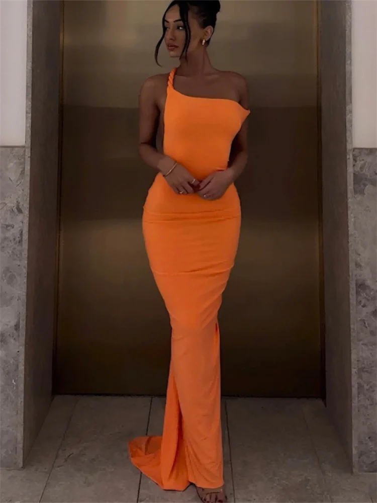 Kliou tissé sangle gaine Maxi robes femmes classique solide Slash cou dos nu froncé moulante femme soirée Banquet robes