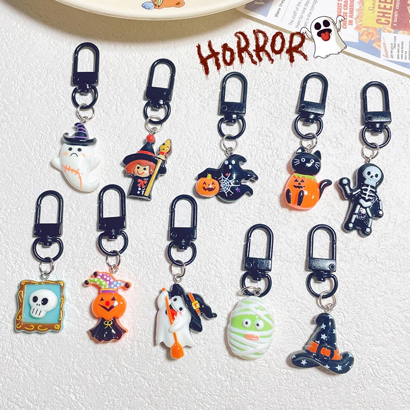 Cartoon Halloween Crossbones Element Keychain Hanger Pendant Accessories For Girls Gifts Earphone Case