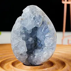New Egg Shaped Crystals Stones Natural Blue Celestite Crystal Cluster Geode Energy Reiki Healing Mineral Rock Home Decor