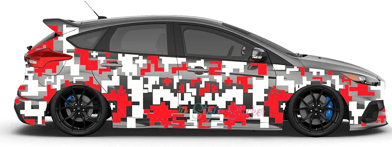 Car Sticker Tattoo Side Sticker Pixel Camo Set Paint Vinyl Accessory Car Sticker Decal