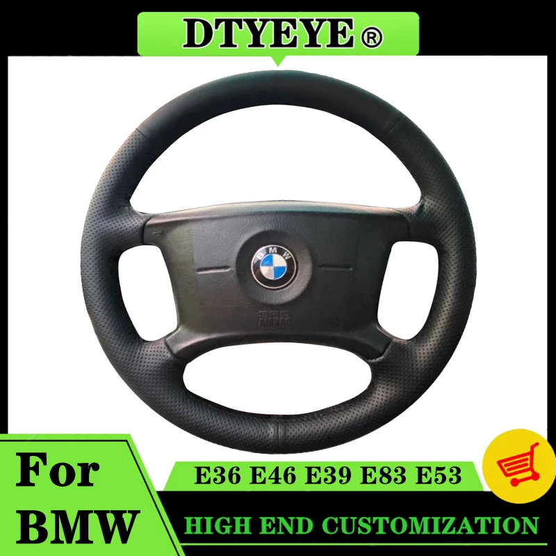 Car Steering Wheel Cover For BMW E36 E46 E39 E83 E53 Customized Car Interior Accessories DIY Original Steering Wheel Braid