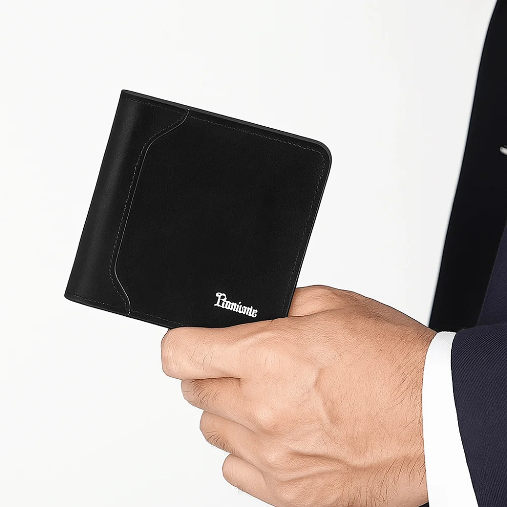 Простой деловой мужской короткий кошелек, сумка для наличных, держатель для кредитных карт из искусственной кожи, повседневный однотонный мужской двойной кошелек на каждый день